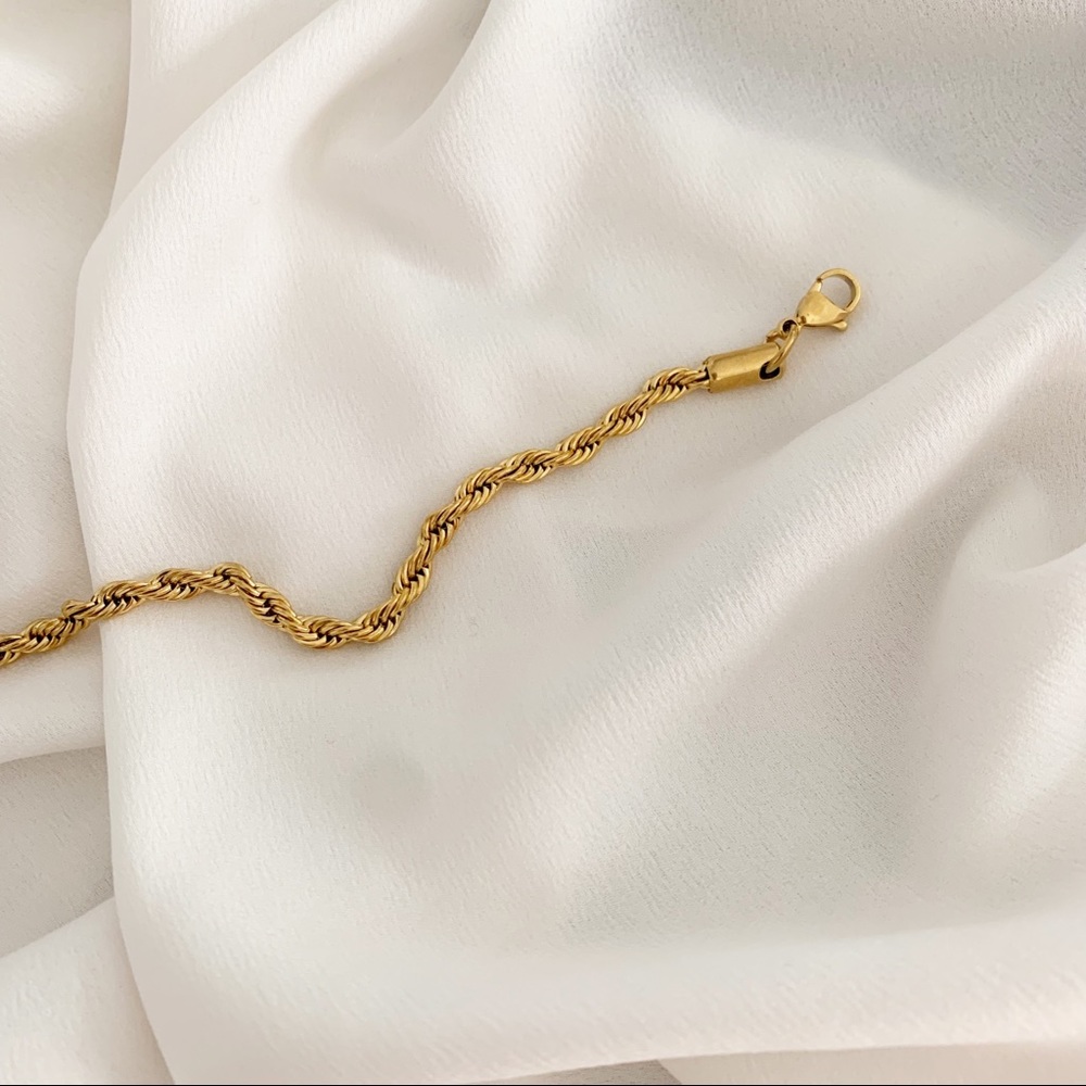 Gold Rope Chain bracelet 4mm - Picture 5 of 6